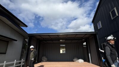 長野市の現場にコンテナが搬入設置