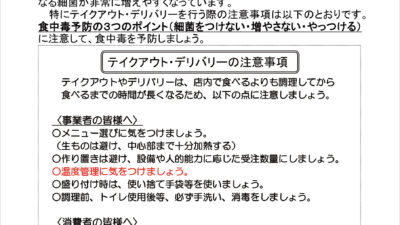 食中毒注意報が発令